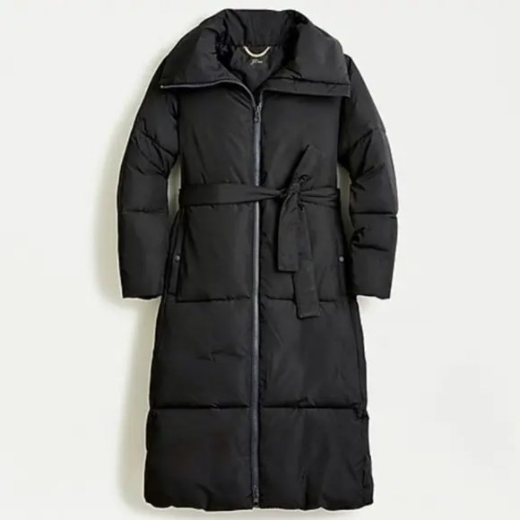 NWT-XSS--J. Crew Long Belted Puffer Coat with PrimaLoft®